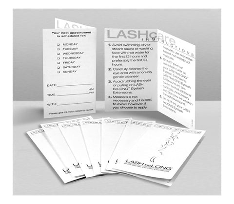 Lash beLong Lash Care Instructions Cards