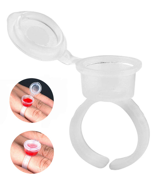 Pigment Ring Cup with Cap used for Microblading Pigment or Eyelash Adhesive pack of 10's