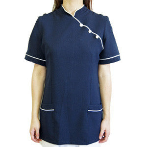 Chinese Collar Top - Navy/White 32