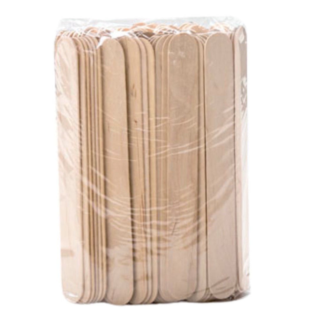 W400 Extra Large Waxing Spatulas 50pack | Packaging of Italwax Full wooden waxing spatulas in clear bag