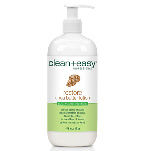 Clean+easy Restore After Wax Cleanser in 473ml pump bottle helps restore moisture in skin after waxing