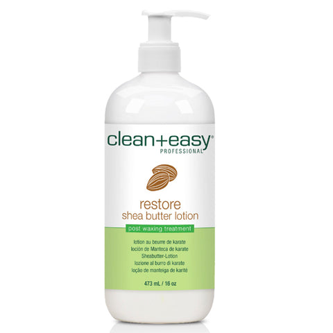 Clean+easy Restore After Wax Cleanser in 473ml pump bottle helps restore moisture in skin after waxing