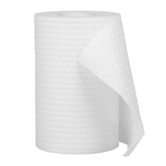 Z706 Manicure Table Protection Nail Towel Roll | A roll of white protective towels for manicure tables, with some sheets partially unrolled.